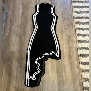 Juicici asymmetrical black and white dress